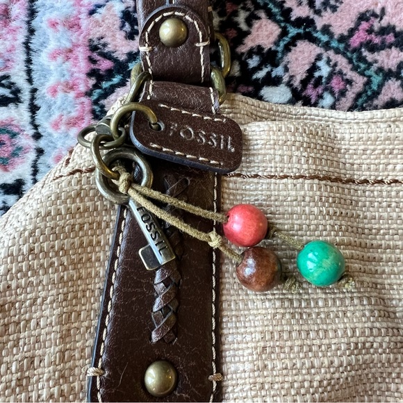 Fossil Burlap Tan Cream Purse handbag - Picture 10 of 12